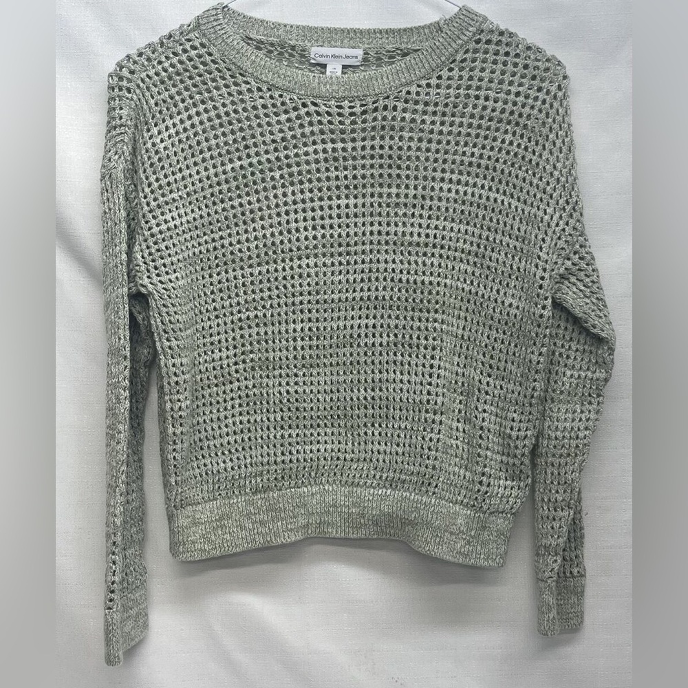 Calvin Klein Women's Sweater Open Knit Green Size XS